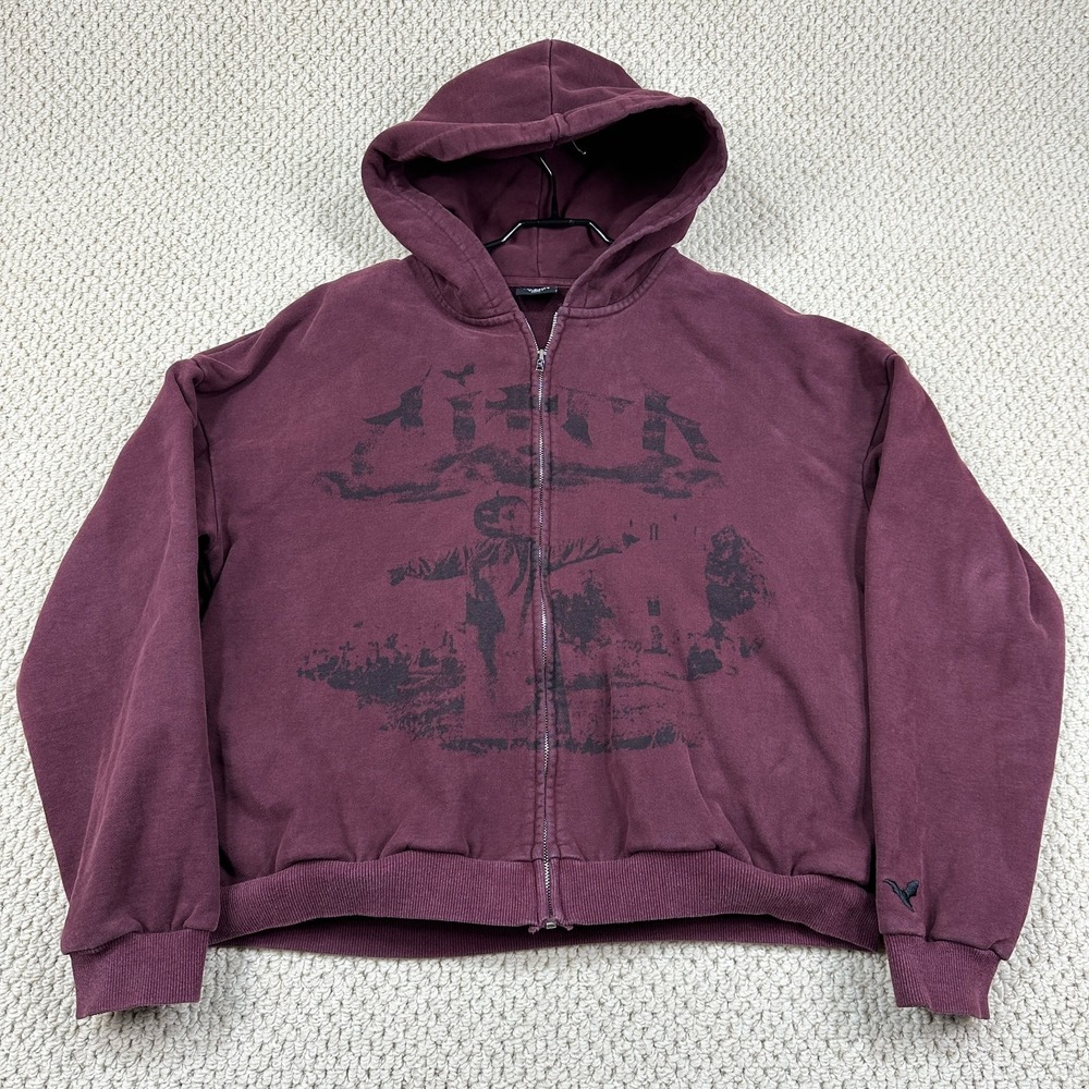 Ditch LA Hoodie Mens L Crimson Boxy Heavy Full Zip Ditchtober Scarecrow Limited